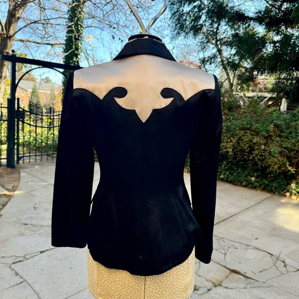Vintage Clarissa Cassandra Satin Western Jacket.  Size 4 Black